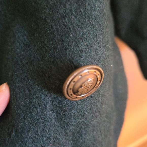 Vintage Jofeld Green Wool Blend Longline Double Breasted Trench Jacket Coat READ - Picture 6 of 14